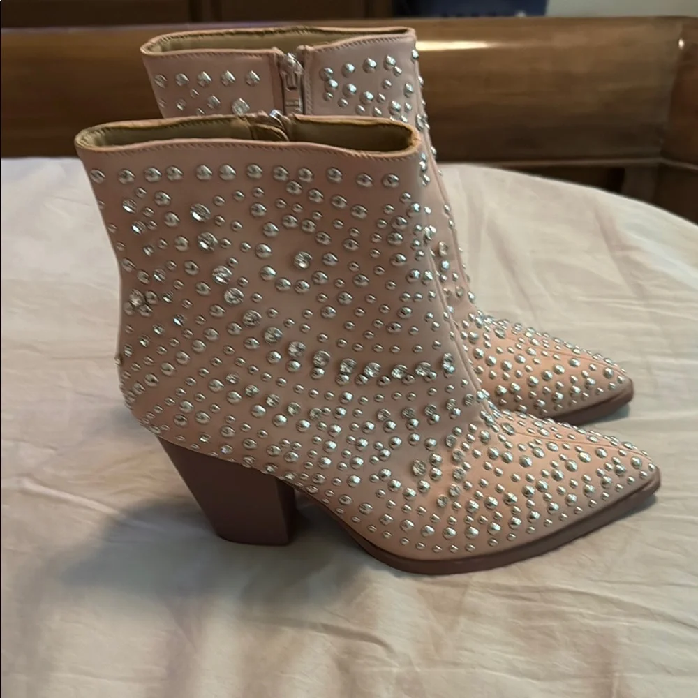 Corkys Blush Silver and Crystal Ankle Booties‎ Size 8